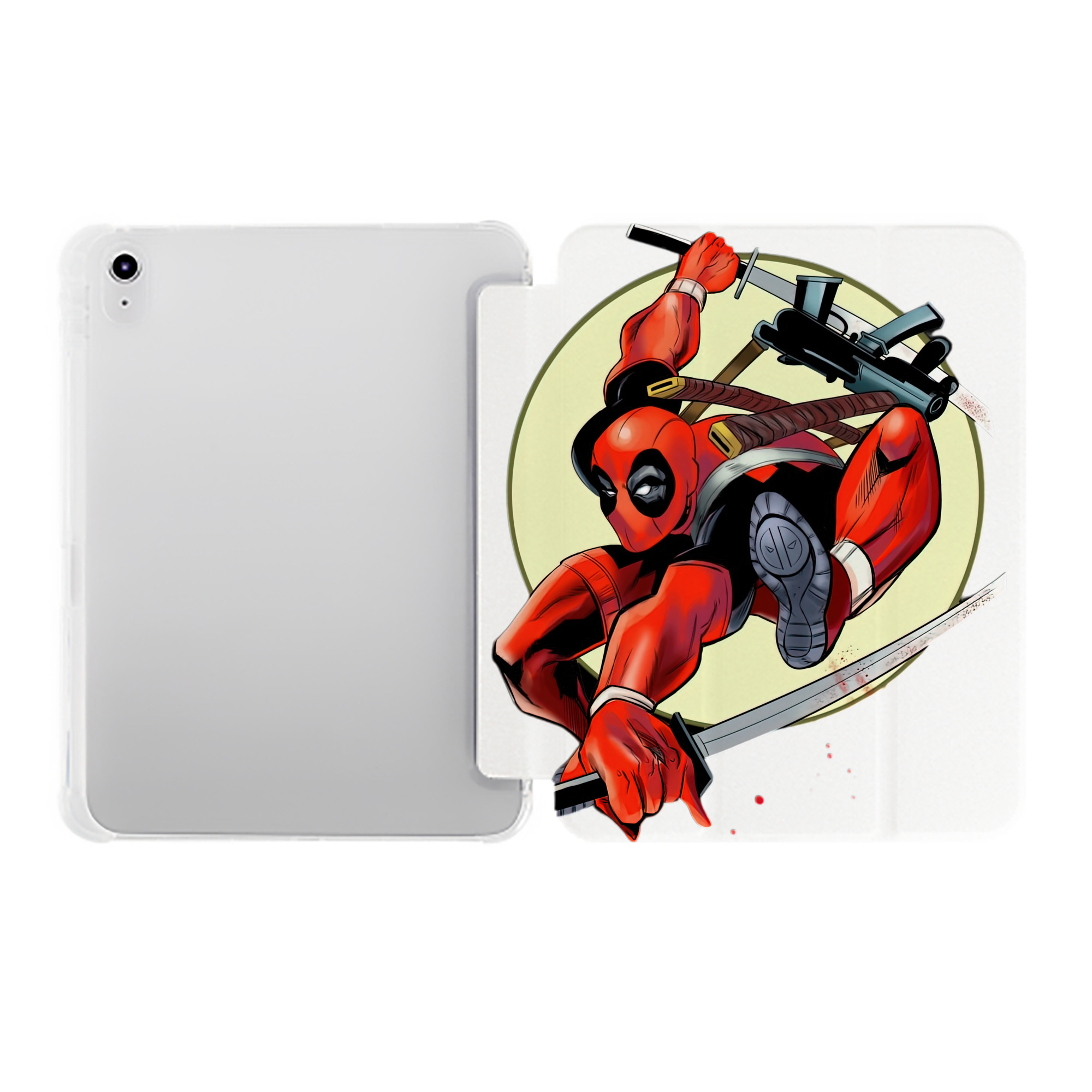（画像用） Deadpool デッドプール IPad ケース ペン収納付き 三つ折りスタンド PUレザー×シリコン 対応機種9.5/10.5/10.9インチ